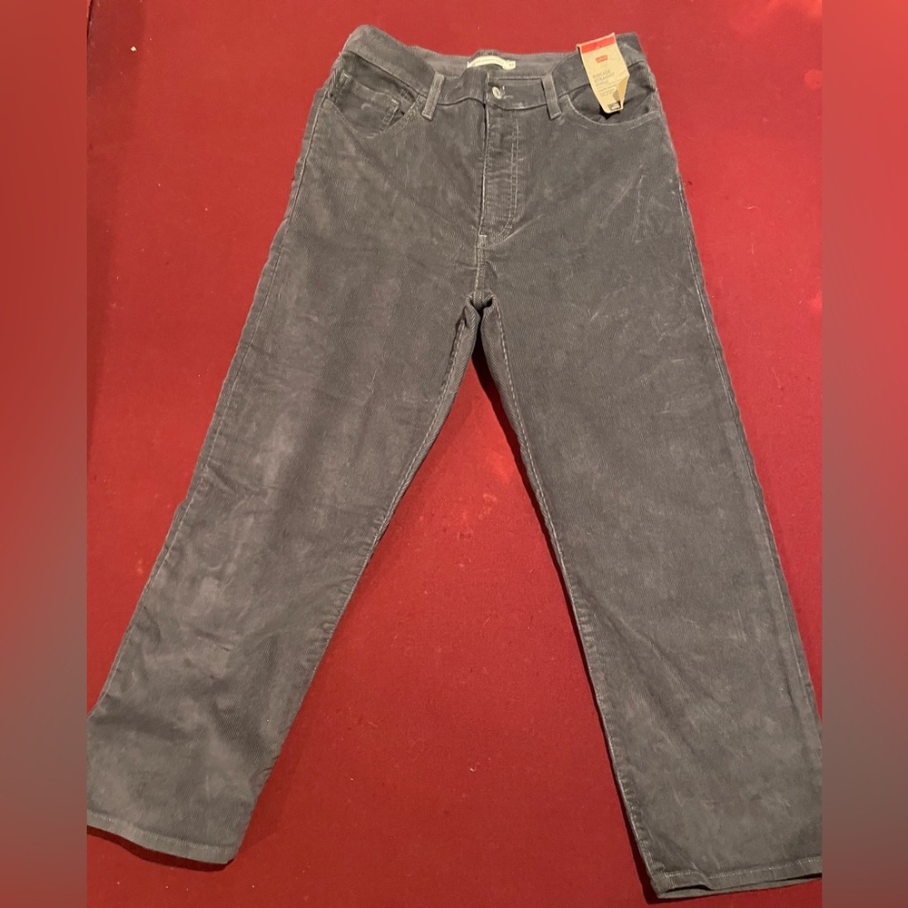 Women’s Levis Gray Corduroy Jeans 32/27 Birdcage Straight Ankle NWT